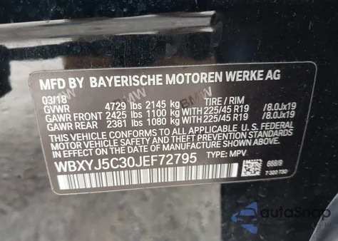 2018 BMW X2 xDrive28I from USA, damaged, VIN WBXYJ5C30JEF72795